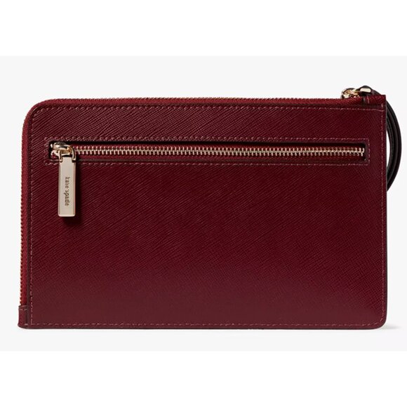 S Kate Spade Staci Medium L-Zip Wristlet Purple Leather Wallet KG038 NWT $139 - Picture 3 of 5